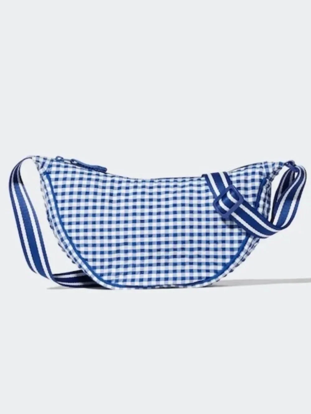 Uniglo Blue and White Gingham Round Mini Crossbody Sling Bag - Picture 1 of 6